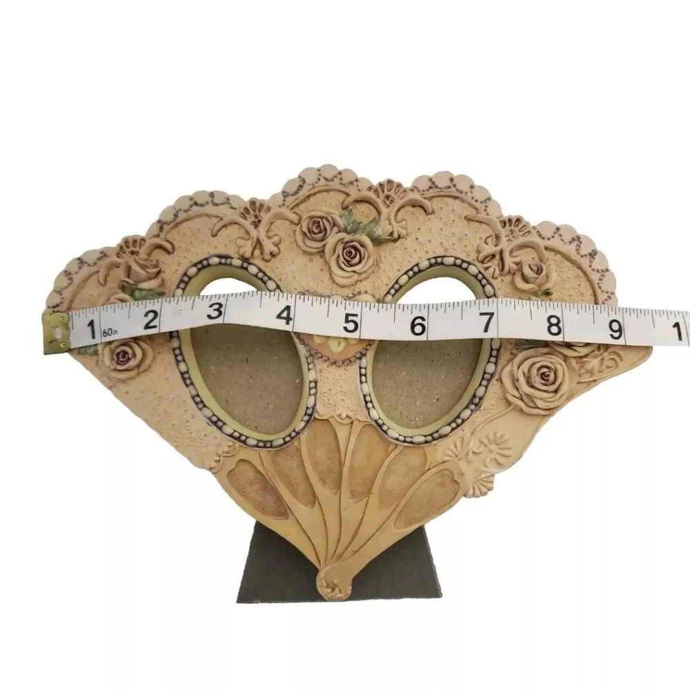 Victorian Hand Painted Rose Design Fan Double Photo Frame for 2x3 Photos - Picture 4 of 10